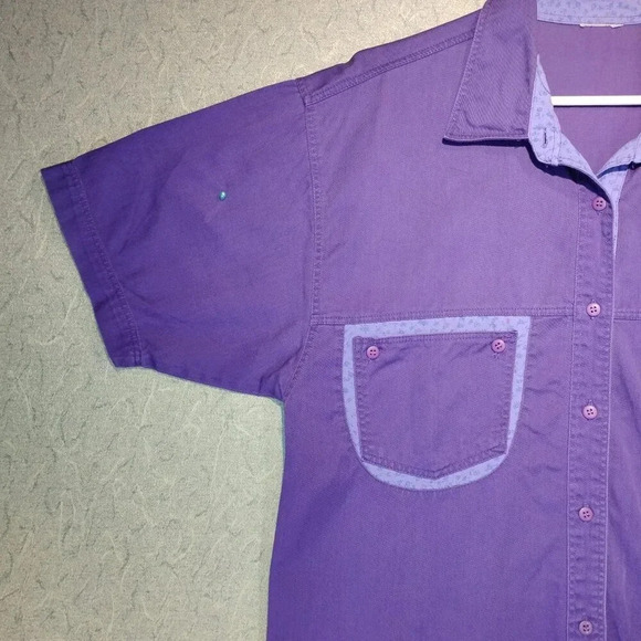 Women's Purple Cotton Short Sleeve 2 Pocket Cotton Shirt NO NAME  NO TAGS - Picture 10 of 11